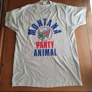 Vtg. 1986 SCREEN STARS unisex XL "montana party animal" single stitch t shirt